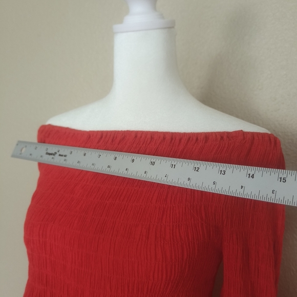 Petal Roz women's blouse with embroidered details puff sleeves size M orange cor - Picture 5 of 9